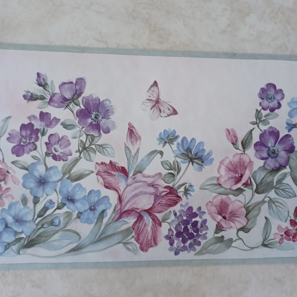 Wallpaper Border Garden & Butterfly